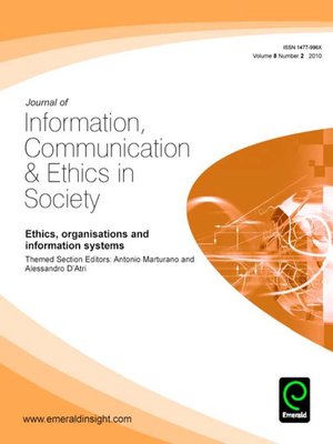 cover image of Journal of Information, Communication & Ethics in Society, Volume 8, Issue 2